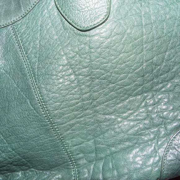 THE SAK PINK LABEL MOSS GREEN THICK LUXURY LEATHER BUCKET POUCH HOBO HANDBAG - Picture 8 of 8